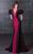 MNM Couture - Floral Deep V-Neck Trumpet Gown N0072 in Black and Pink