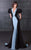 MNM Couture - Floral Deep V-Neck Trumpet Gown N0072 in Black and Blue