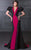 MNM Couture - Floral Deep V-Neck Trumpet Gown N0072 in Black and Pink