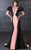 MNM Couture - Floral Deep V-Neck Trumpet Gown N0072 in Black and Pink