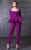 MNM Couture - Long Sleeve Peplum Jumpsuit N0080 in Purple