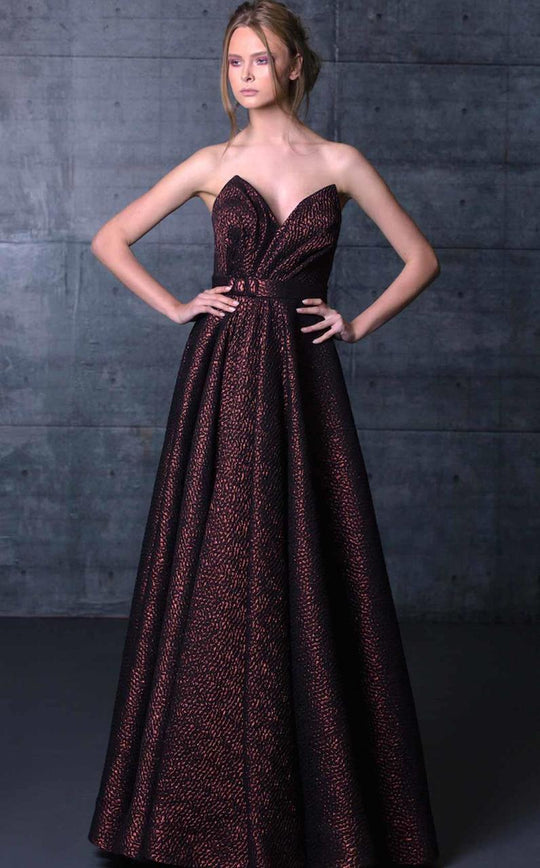 MNM Couture - Strapless Sweetheart Ballgown N0088 in Black and Red