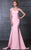 MNM Couture - Asymmetrical Ruffled Trumpet Gown N0105 in Pink and White