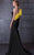 MNM Couture - Asymmetrical Ruffled Trumpet Gown N0105 in Black and Yellow