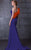 MNM Couture - Asymmetrical Ruffled Trumpet Gown N0105 in Blue and Orange