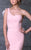 MNM Couture - Asymmetrical Ruffled Trumpet Gown N0105 in Pink and White