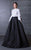 MNM Couture - Blouson Sleeve Two-Toned Evening Gown N0111 in Black and White