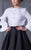 MNM Couture - Blouson Sleeve Two-Toned Evening Gown N0111 in Black and White
