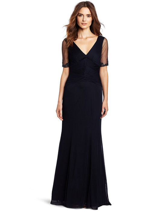 Adrianna Papell - Ruched V-Neck Dress 81870060 in Black