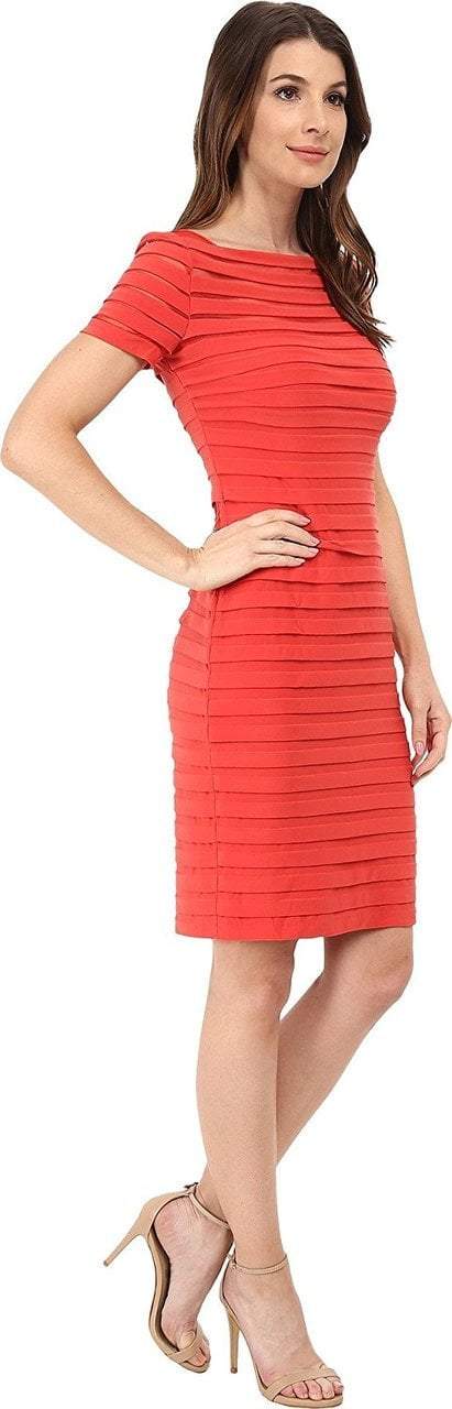 Adrianna Papell - 15210190 Jersey Bateau Neck Sheath Dress in Red