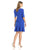 London Times - L1496M Asymmetrical V-neck A-line Dress in Blue