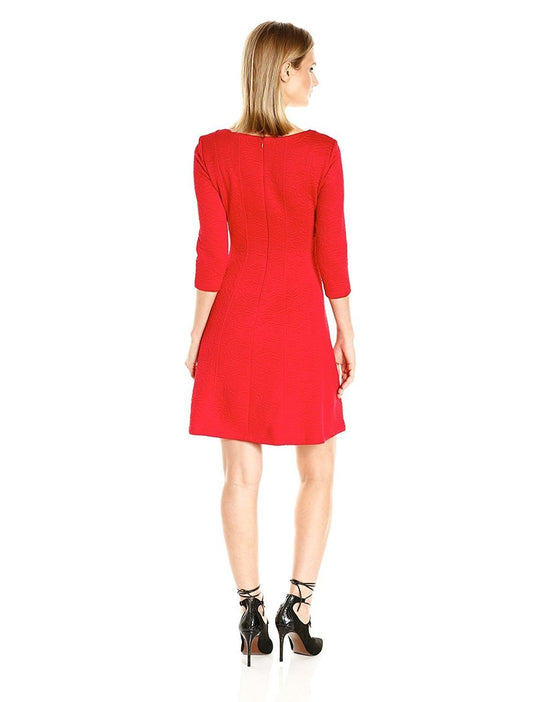 Taylor - Quarter Length Bateau Short Dress 8658MJ in Red