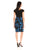 London Times - L2064M Printed V-neck Sheath Dress in Black and Blue