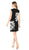 Taylor - 9887M Sleeveless Printed Jewel Neck Sheath Dress In White and Black