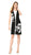 Taylor - 9887M Sleeveless Printed Jewel Neck Sheath Dress In White and Black