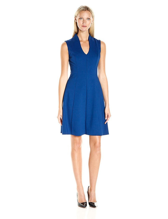 Adrianna Papell - AP1D100331 V-neck A-line Dress in Blue