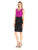 Alex Evenings - 134143 Sleeveless V-Neck Color Block Cocktail Dress in Black and Fuchsia