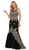 May Queen - RQ7546 Gilded Illusion Scoop Trumpet Dress In Black