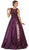 Embroidered Sleeveless Mesh Satin Evening Gown