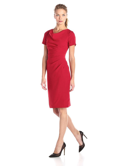 Adrianna Papell - Short Sleeve Sheath Dress 14251830 in Red
