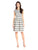Donna Morgan - D4198M Stripe Print Bateau A-line Dress in White and Black