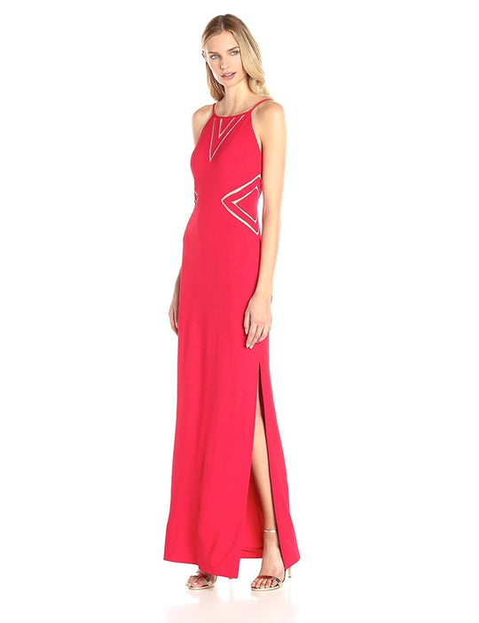 Aidan Mattox - Halter Neck Crepe Dress 54469750 in Pink