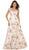 May Queen - RQ7554 Cap Sleeve Floral Embellished A-line Evening Gown In White