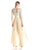 Adrianna Papell - 81916970 Quarter Sleeve Ribbon Ornate High Low Gown in Neutral