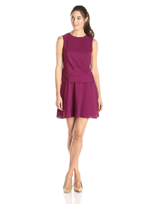 Donna Morgan  - D3542M Sleeveless Popover Chiffon Dress in Red and Purple