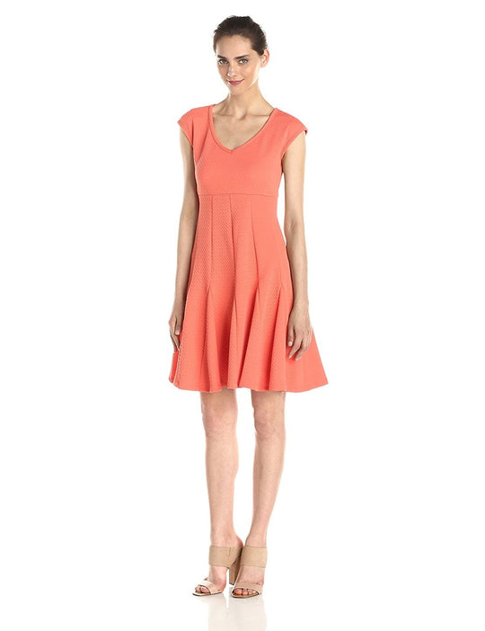 Taylor - V-Neck Jersey A-line Dress 5534M in Orange