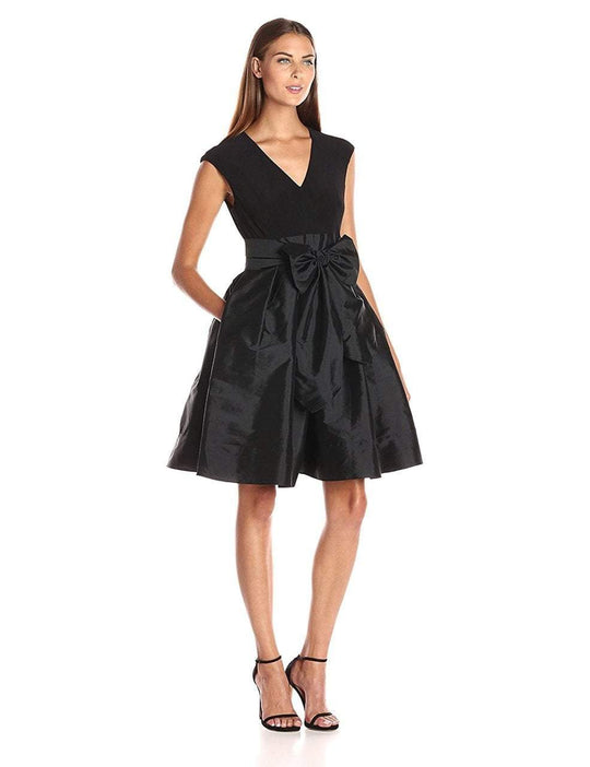 Adrianna Papell - AP1D100171 V-neck A-line Dress in Black
