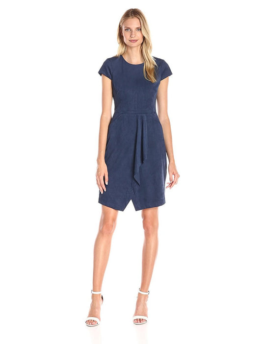 Maggy London - G2592M Jewel Neck A-line Dress in Blue