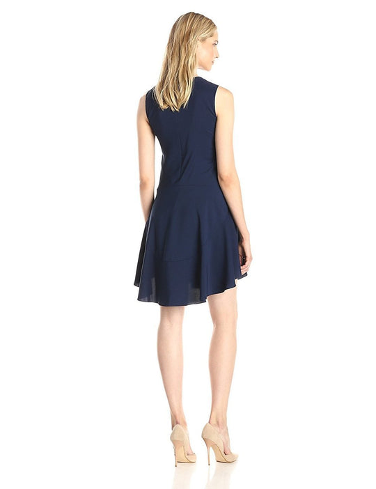 Donna Morgan - D3582M Jewel Neck Chiffon A-line Dress in Blue