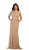 Lace Adorned Quarter Sleeve Mermaid Evening Dress