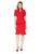 Tahari Asl - 8180M865 Short Sleeve Stand Collar Twill Crepe Skirt Suit In Red