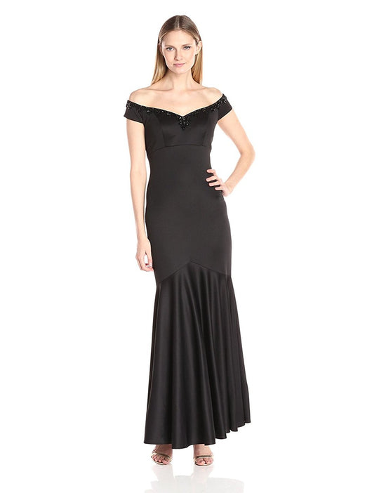Alex Evenings - 160052 Embellished V-Neck Trumpet Dress in Black