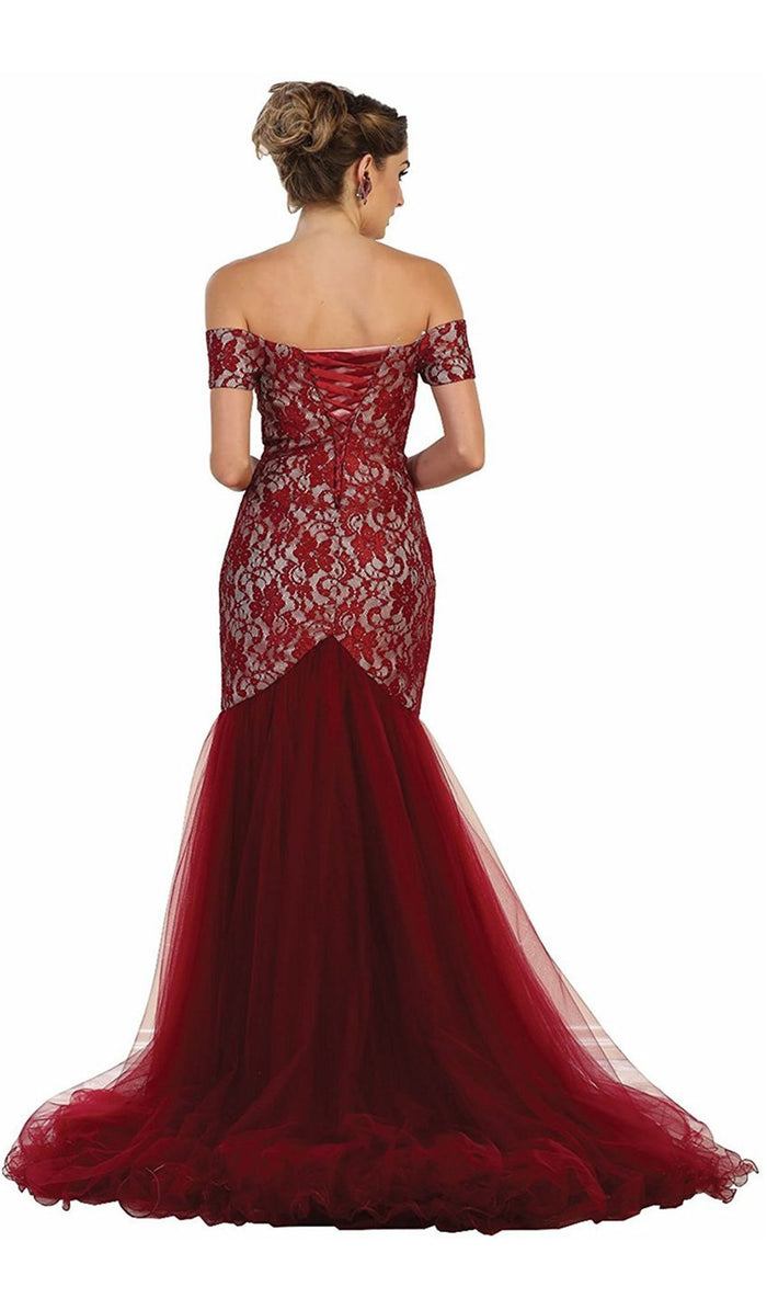 V-neck/Off-Shoulder Mermaid Evening Dress