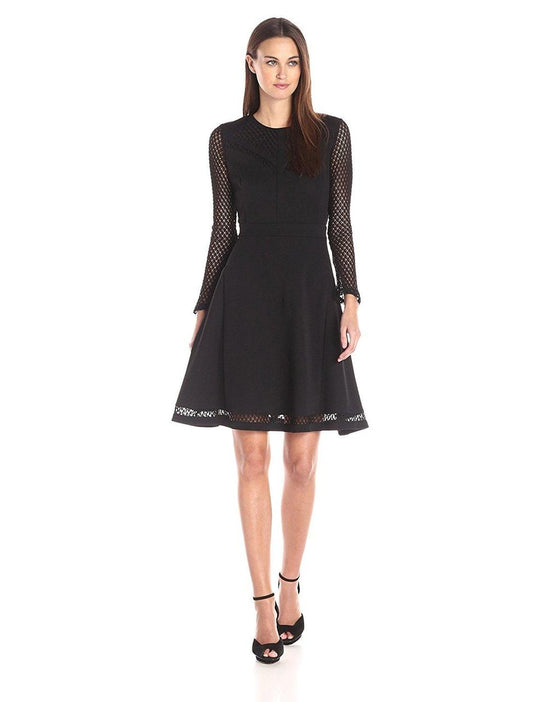 Adrianna Papell - Lace Jewel Neck A-line Dress 15247150 in Black