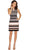 Taylor - 9442M Printed V-neck Stretch Crepe Sheath Dress In Black and Pink