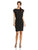 Adrianna Papell - 13216810 Pleated Bateau Neck Sheath Dress in Black