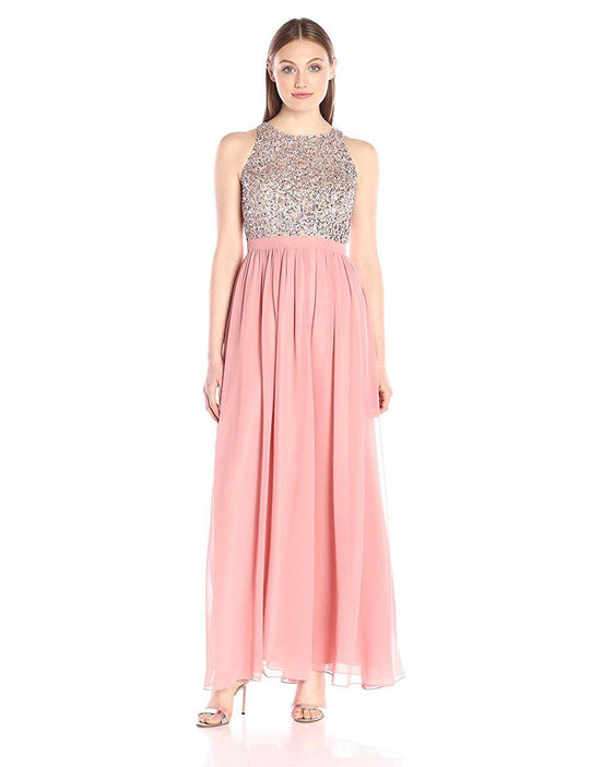Aidan by Aidan Mattox - Embellished Halter Neck Dress 151A14130 in Pink
