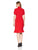 Tahari Asl - 8180M865 Short Sleeve Stand Collar Twill Crepe Skirt Suit In Red