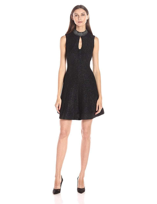 Jax - 1TZKT086Q Embellished High A-line Dress in Black and Silver