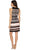 Taylor - 9442M Printed V-neck Stretch Crepe Sheath Dress In Black and Pink