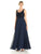 Aidan Mattox - MD1E201185 Embellished Caped Scoop Neck A-Line Gown in Blue and Black