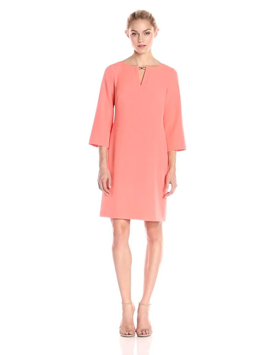 Adrianna Papell - 11261170 Three Quarter Length Sleeve Shift Dress in Orange