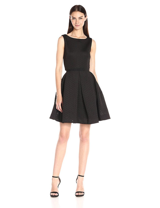 Taylor - Bateau Neck A-Line Dress 8280M in Black