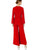 Taylor - 1140MJ V Neck Split Flared Long Sleeved Solid Jersey Jumpsuit In Red