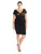 JS Boutique - Lace Neckline Ruched Short Dress 263903X in Black and Neutral
