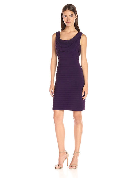 Adrianna Papell - 13261990 Jersey Cowl Neck Sheath Dress in Purple